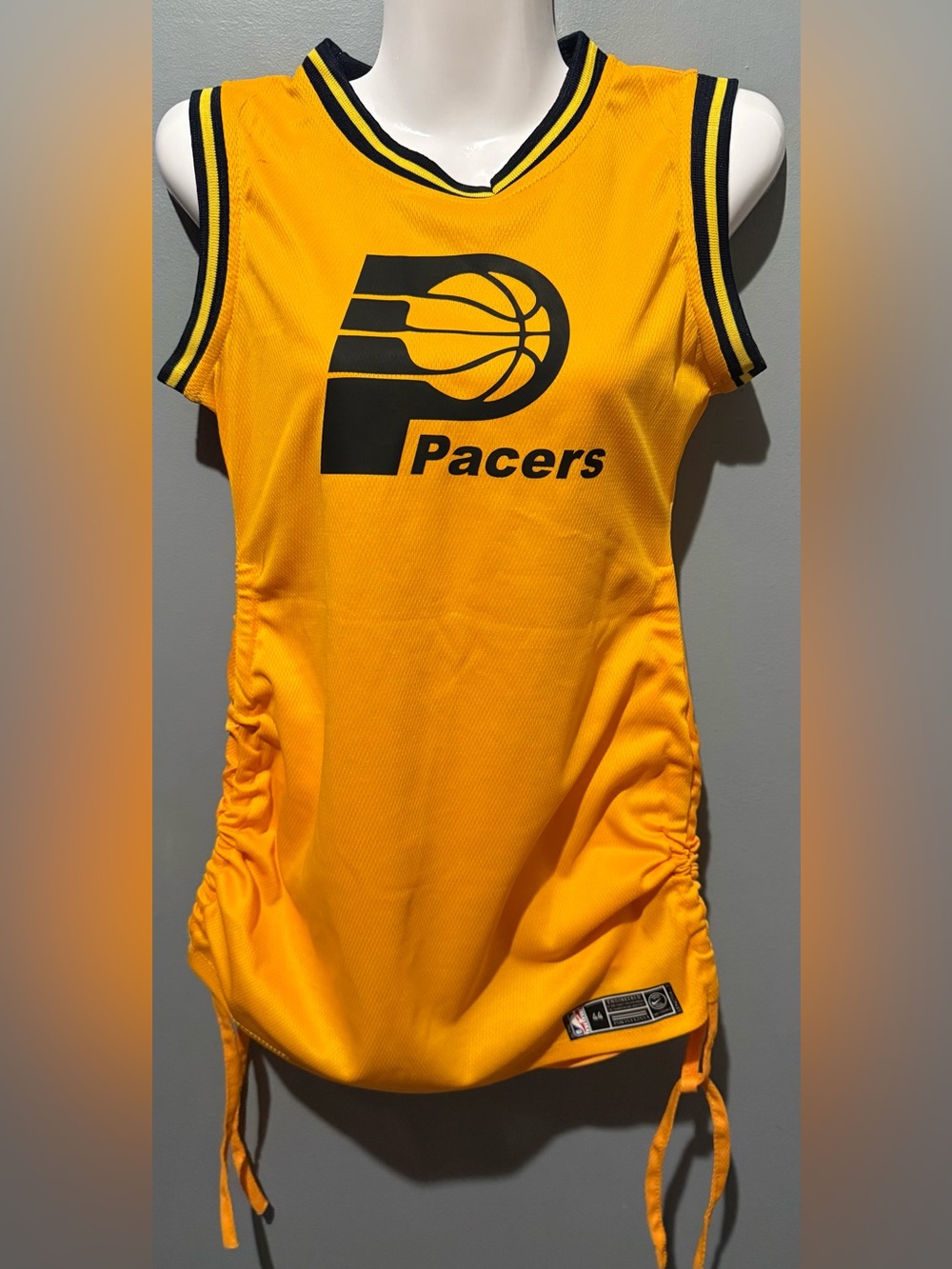 NWT Nike NBA Indiana Pacers Reggie Miller Ruched Jersey Mini Dress Tag Sz 44 M